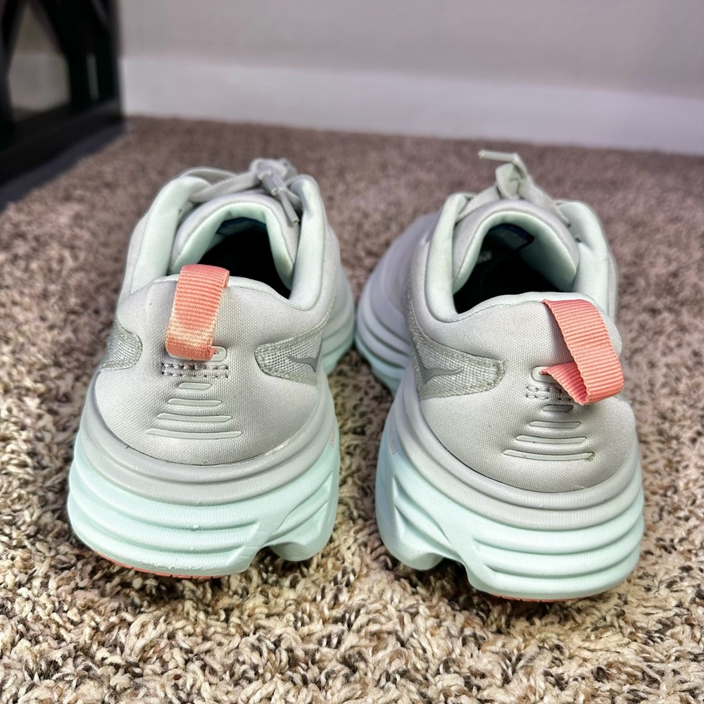 Hoka Bondi 8 Athletic Running Shoes Womens 8.5 B Aqua Gray Lightweight Walking - Picture 7 of 10